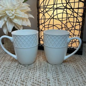 Set of 2 Mikasa Trellis Bone China Mugs